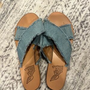 Ancient Greek Sandals Blue Denim Sandals